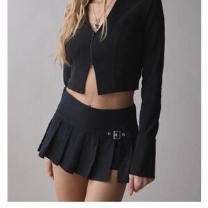 BDG Black Linen Micro Mini Skort
